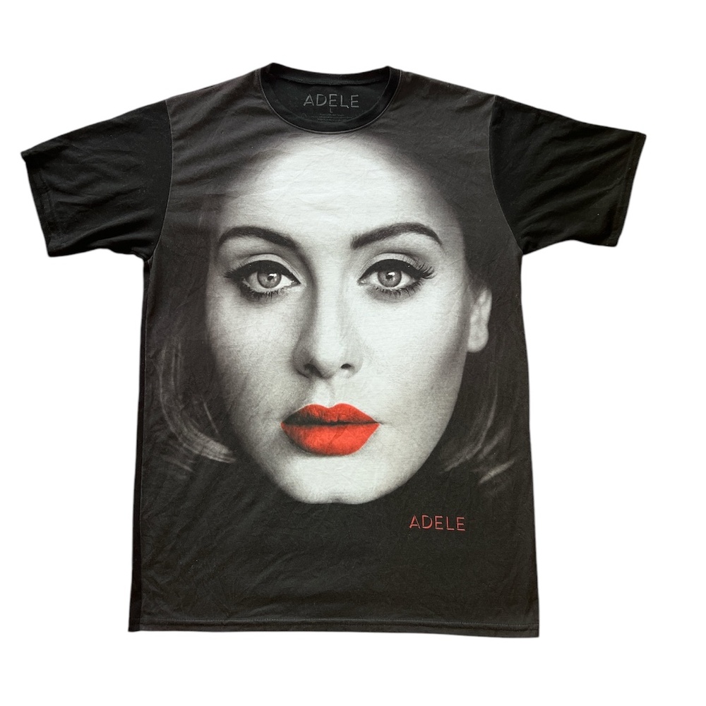 Adele Big Face Red Lips Black & White Photo T Shirt L